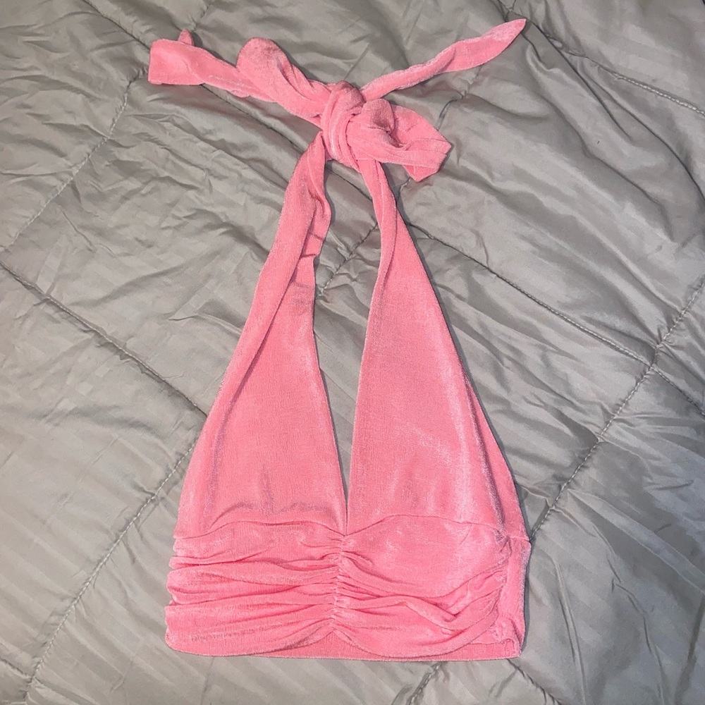 Halter crop top (pink) from Amazon